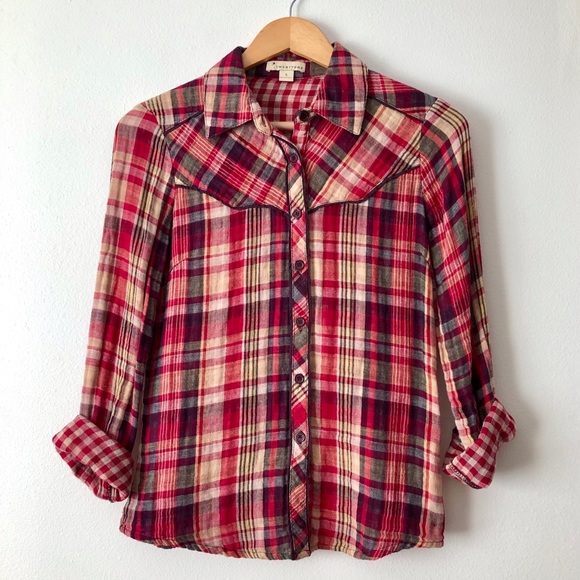 Plaid Western Style Button Front Shirt - Picture 1 of 4